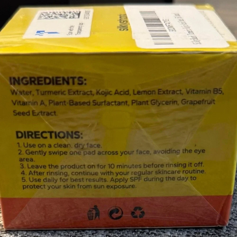 Silkyshark Turmeric & Kojic Acid Cleansing Pads 50ct Dark Spot Brightening NEW